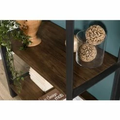 MACABANE ALIDA - Étagère Recto-Verso 5 Niveaux 75x40x200cm Teck Recyclé Métal Noir - Brun -MACABANE Elegant store 17783854 3
