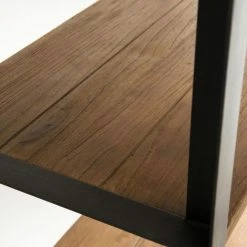 MACABANE ALIDA - Étagère Recto-Verso 5 Niveaux 75x40x200cm Teck Recyclé Métal Noir - Brun -MACABANE Elegant store 17783854 5