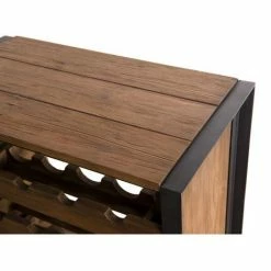 MACABANE ALIDA - Meuble Marron Rangement Vin 5 Niveaux Teck Recyclé Métal Noir - Brun -MACABANE Elegant store 17783858 5