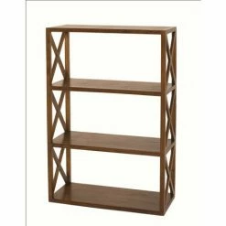 MACABANE EDEN - Étagère Marron Croisillons 3 Niveaux Bois Mindi - Chocolat -MACABANE Elegant store 17783879 3