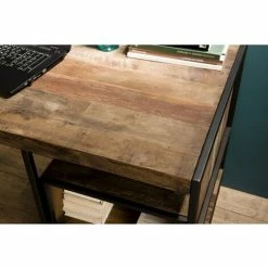 MACABANE ALIDA - Bureau Marron 1 Niche Et 1 Tablette Teck Recyclé Acacia Mahogany Recyclé Et Métal Noir - Brun -MACABANE Elegant store 17783882 3