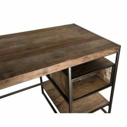 MACABANE ALIDA - Bureau Marron 1 Niche Et 1 Tablette Teck Recyclé Acacia Mahogany Recyclé Et Métal Noir - Brun -MACABANE Elegant store 17783882 4