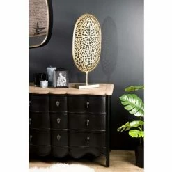 MACABANE JONAS - Décoration Ovale Sculpture Aluminium Doré - Doré