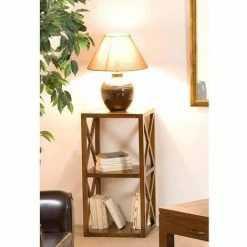 MACABANE EDEN - Étagère Marron 2 Cases 40 Cm Croisillons Bois Mindi - Chocolat