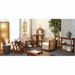 MACABANE EDEN - Étagère Marron 2 Cases 40 Cm Croisillons Bois Mindi - Chocolat -MACABANE Elegant store 17783904 4