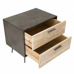 MACABANE CLEMENCE - Chevet 2 Tiroirs Bois Sapin Et Pieds Métal - Naturel -MACABANE Elegant store 17783920 5