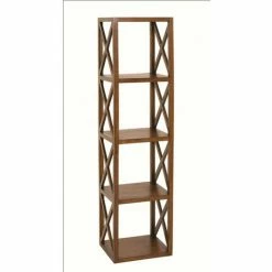 MACABANE EDEN - Étagère Marron 4 Cases 40 Cm Croisillons Bois Mindi - Chocolat -MACABANE Elegant store 17783921 3