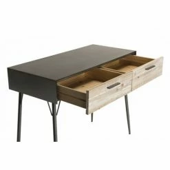 MACABANE CLEMENCE - Bureau 2 Tiroirs Bois Sapin Et Pieds Métal - Naturel -MACABANE Elegant store 17783923 4