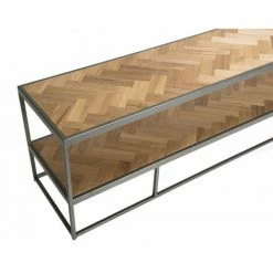 MACABANE CLEMENCE - Meuble TV 2 Niveaux Bois Teck Et Métal - Naturel -MACABANE Elegant store 17783926 5