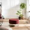 MACABANE ALBANE - Pouf Rond 55x55cm Tissu Velours Bordeaux Pieds Métal - Bordeaux -MACABANE Elegant store 17783930 1