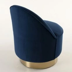 MACABANE ALBANE - Fauteuil Tissu Velours Bleu Marine - Bleu Marine -MACABANE Elegant store 17783940 4
