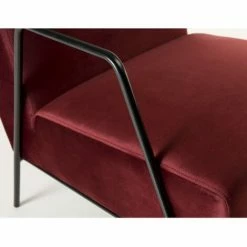 MACABANE ALBANE - Fauteuil Lounge Tissu Velours Bordeaux Pieds Métal - Bordeaux -MACABANE Elegant store 17783947 3