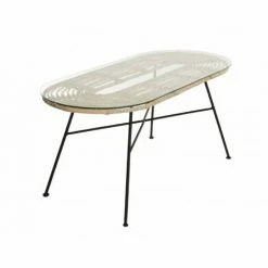 MACABANE CHLOE - Table Basse 100x45cm Rotin Naturel Plateau Verre Pieds Métal Noir - Naturel 10 MACABANE CHLOE - Table Basse 100x45cm Rotin Naturel Plateau Verre Pieds Métal Noir - Naturel -MACABANE Elegant store 17783954 4
