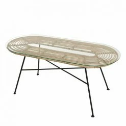 MACABANE CHLOE - Table Basse 100x45cm Rotin Naturel Plateau Verre Pieds Métal Noir - Naturel 11 MACABANE CHLOE - Table Basse 100x45cm Rotin Naturel Plateau Verre Pieds Métal Noir - Naturel -MACABANE Elegant store 17783954 5
