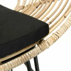 MACABANE CHLOE - Canapé 2 Places Rotin Naturel NEWPORT Coussin Noir Pieds Métal - Naturel -MACABANE Elegant store 17783957 3