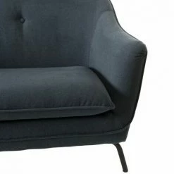 MACABANE NOE - Canapé ROME 2 Places Tissu Bleu Pieds Métal Noir - Bleu -MACABANE Elegant store 17783966 3