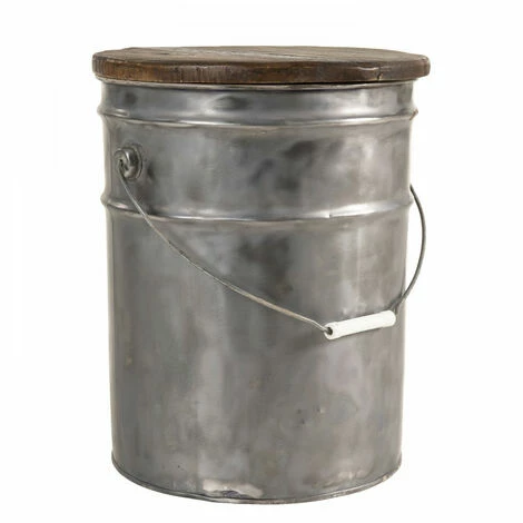 MACABANE NOLAN - Tabouret Rond 33x33cm Bidon Acier Et Bois Recyclé - Esprit Brocante - Bois Naturel 7 MACABANE NOLAN - Tabouret Rond 33x33cm Bidon Acier Et Bois Recyclé - Esprit Brocante - Bois Naturel – Image 5