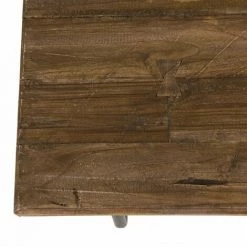 MACABANE NOLAN - Banc Marron 90x34cm 1 Place Teck Et Pieds Métal - Esprit Brocante - Bois Naturel Et Pieds Noirs -MACABANE Elegant store 17783978 3