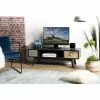MACABANE ROMAIN - Meuble TV Noir 2 Tiroirs Marrons Motifs Pin - Noir Mat -MACABANE Elegant store 17783994 1