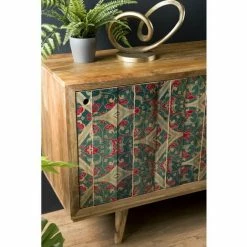 MACABANE IRENE - Buffet Bois Manguier Naturel 160x45cm 2 Portes Coulissantes 1 étagère Bali - Naturel -MACABANE Elegant store 17783999 3