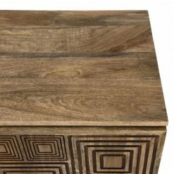 MACABANE IRENE - Buffet Bois Manguier 177x45cm 4 Portes 2 étagères Motifs Noirs Goa - Naturel -MACABANE Elegant store 17784006 5