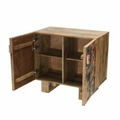 MACABANE IRENE - Buffet Bois Manguier 81x45cm 2 Portes 2 étagères Pondichéry - Naturel -MACABANE Elegant store 17784009 3