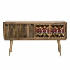 MACABANE IRENE - Console Bois Manguier 160x35cm 2 Portes Coulissantes 1 étagère Ubud - Naturel -MACABANE Elegant store 17784012 2