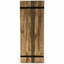 MACABANE SUZY - Table D'appoint Carrée 'L' 34x34cm Bois Teck Recyclé Cerclée Métal Noir - Naturel -MACABANE Elegant store 17784019 5