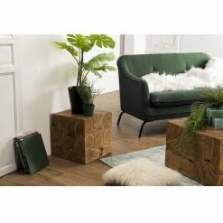 MACABANE SUZY - Cube 40x40cm Bois Teck Nature - Naturel