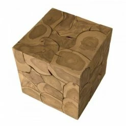 MACABANE SUZY - Cube 40x40cm Bois Teck Nature - Naturel -MACABANE Elegant store 17784026 4