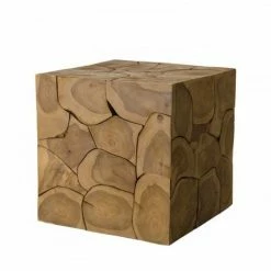 MACABANE SUZY - Cube 40x40cm Bois Teck Nature - Naturel -MACABANE Elegant store 17784026 5