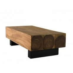 MACABANE SUZY - Table Basse Poutres 120x60cm Bois Suar Pieds Noirs - Naturel -MACABANE Elegant store 17784029 4