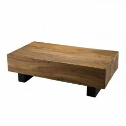 MACABANE SUZY - Table Basse Poutres 120x60cm Bois Suar Pieds Noirs - Naturel -MACABANE Elegant store 17784029 5
