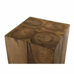 MACABANE SUZY - Table D'appoint Carrée Haute 38x38cm Bois Suar Piètement Noir - Naturel -MACABANE Elegant store 17784031 4