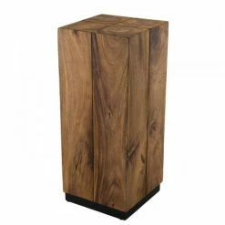 MACABANE SUZY - Table D'appoint Carrée Haute 38x38cm Bois Suar Piètement Noir - Naturel -MACABANE Elegant store 17784031 5