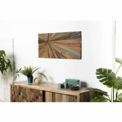 MACABANE SUZY - Décoration Murale Rectangulaire 100x40cm Bois Teck Recyclé Multicolore - Naturel