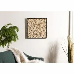 MACABANE SUZY - Décoration Murale Carrée 60x60cm Branches Bois Teck Nature - Naturel