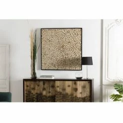 MACABANE SUZY - Décoration Murale Carrée 100x100cm Bois Branches Teck Nature - Naturel