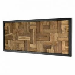 MACABANE SUZY - Décoration Murale Bois Rectangulaire Mosaïque Teck Recyclé Nature - Naturel -MACABANE Elegant store 17784040 4