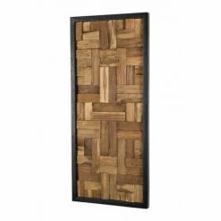 MACABANE SUZY - Décoration Murale Bois Rectangulaire Mosaïque Teck Recyclé Nature - Naturel -MACABANE Elegant store 17784040 5