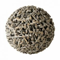 MACABANE SUZY - Boule Déco Grise Bois Teck Branches - Naturel -MACABANE Elegant store 17784046 3