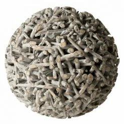 MACABANE SUZY - Boule Déco Grise Bois Teck Branches - Naturel -MACABANE Elegant store 17784046 5