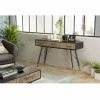 MACABANE DALIE - Console Noire 3 Tiroirs Scandi Bois Sapin Marqueté Pieds Métal Doré - Noir