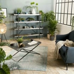 MACABANE HABY - Table Basse Rectangulaire Grise Plateau Zinc Pieds Croisés Métal - Anthracite -MACABANE Elegant store 17784053 3