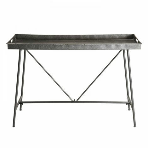 MACABANE HABY - Console Grise Plateau Rectangulaire Zinc Pieds Métal - Anthracite 4 MACABANE HABY - Console Grise Plateau Rectangulaire Zinc Pieds Métal - Anthracite – Image 2