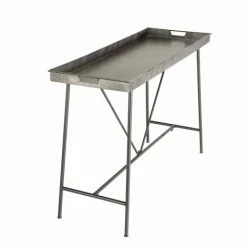 MACABANE HABY - Console Grise Plateau Rectangulaire Zinc Pieds Métal - Anthracite 10 MACABANE HABY - Console Grise Plateau Rectangulaire Zinc Pieds Métal - Anthracite -MACABANE Elegant store 17784055 4