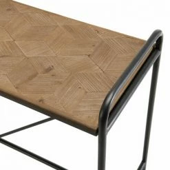 MACABANE HABY - Console Plateau Naturel Sapin Marqueté Pieds Métal Noir - Anthracite -MACABANE Elegant store 17784061 5