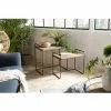 MACABANE HABY - Set De 2 Tables D'appoint Gigognes Plateaux Rectangulaires Sapin Marqueté Pieds Métal - Naturel -MACABANE Elegant store 17784067 1