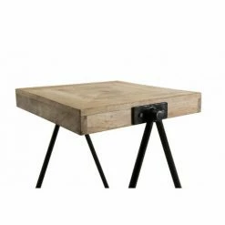 MACABANE ROBIN - Table D'appoint Bois Carrée Bois Manguier Pieds Métal Noir 'COMPAS' - Naturel -MACABANE Elegant store 17784081 5