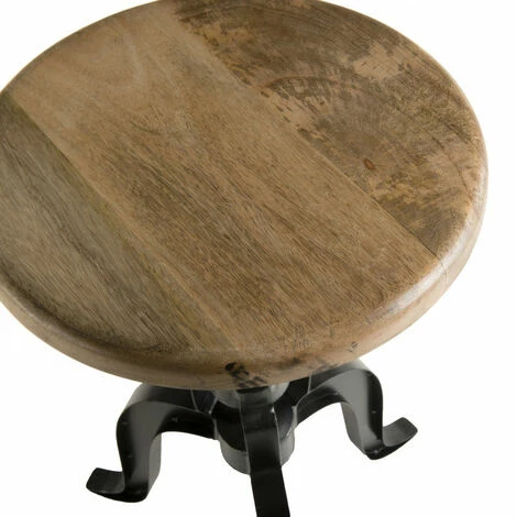 MACABANE ROBIN - Tabouret Industriel Assise Bois Manguier Hauteur Ajustable Pieds Métal Noir - Noir 7 MACABANE ROBIN - Tabouret Industriel Assise Bois Manguier Hauteur Ajustable Pieds Métal Noir - Noir – Image 5